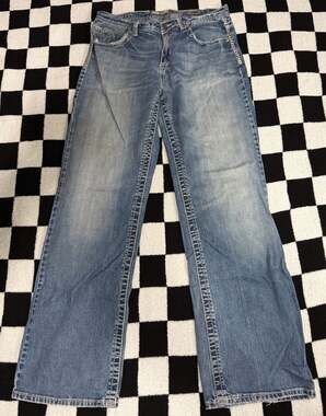 BKE Tyler Straight Leg Mens Denim Jeans Blue Wash Sz 34L